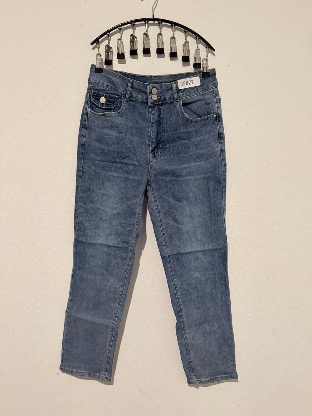 Jeans Double Button High Rise Blue